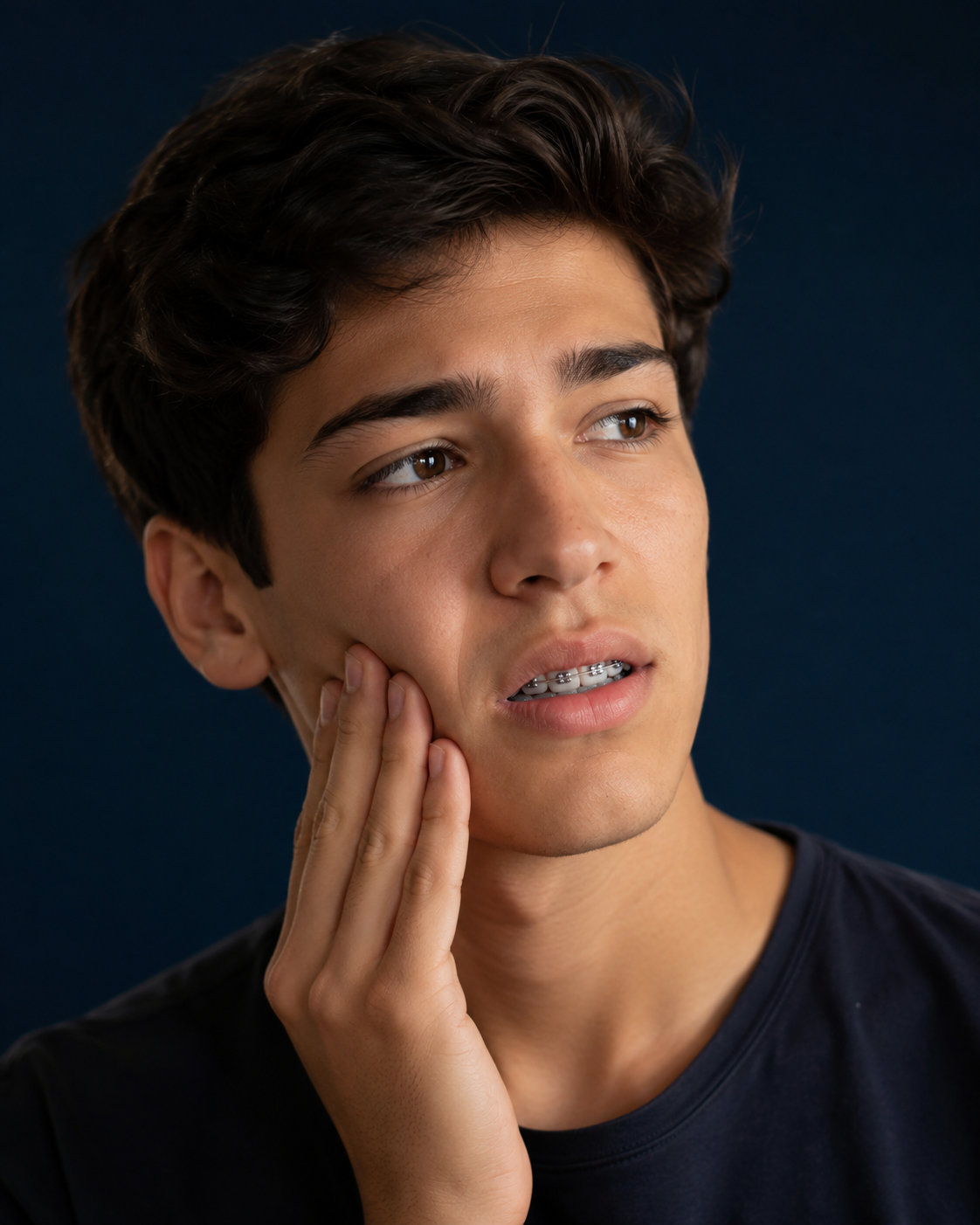 Jovem com aparelho fixo